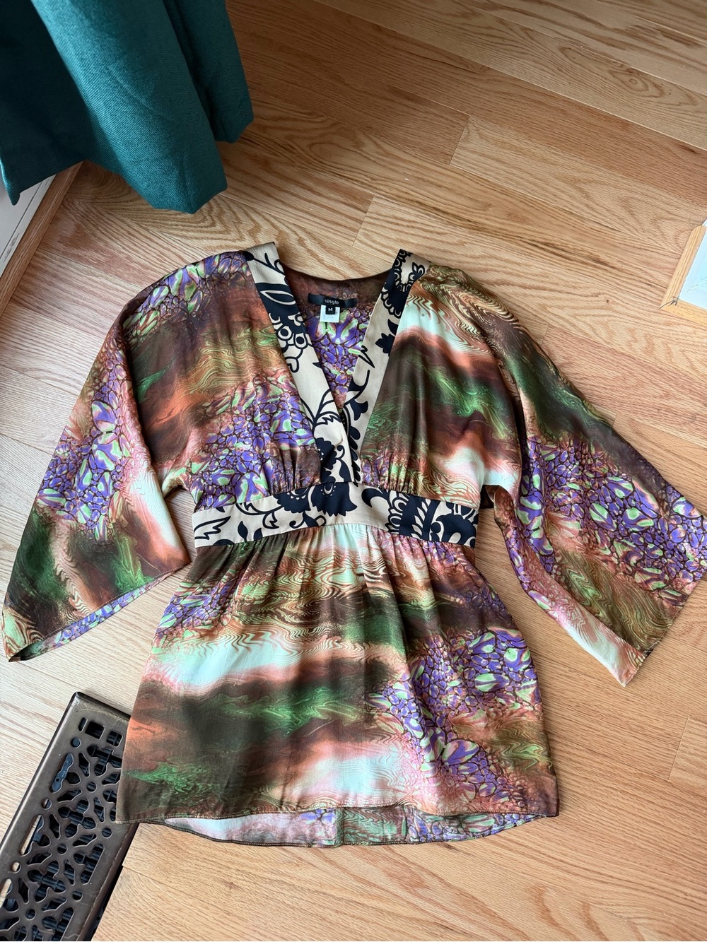 Vintage Single 100% Silk Abstract Tunic Top M